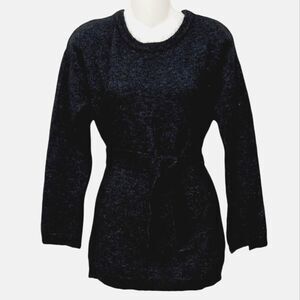GENUINE PEOPLE Wool Blend Tie Waist Crew Sweater M